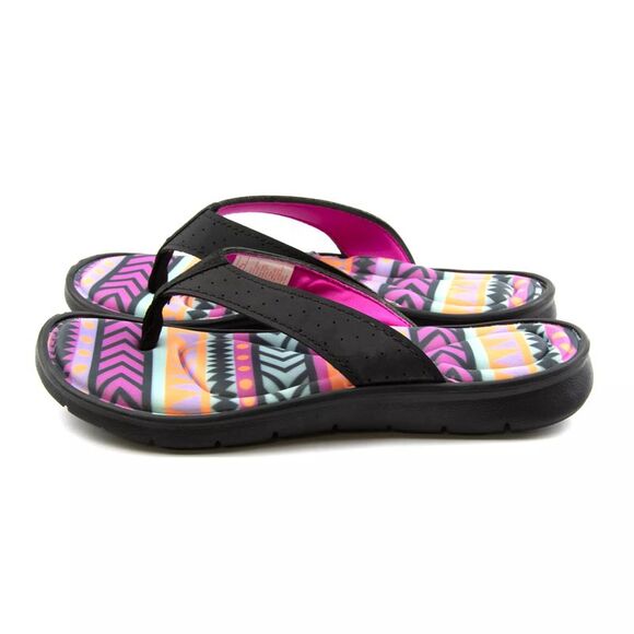 Canyon Sky Women's Memory Foam Flip Flop Sandals in Aztec Black, Size 6 - Picture 4 of 7